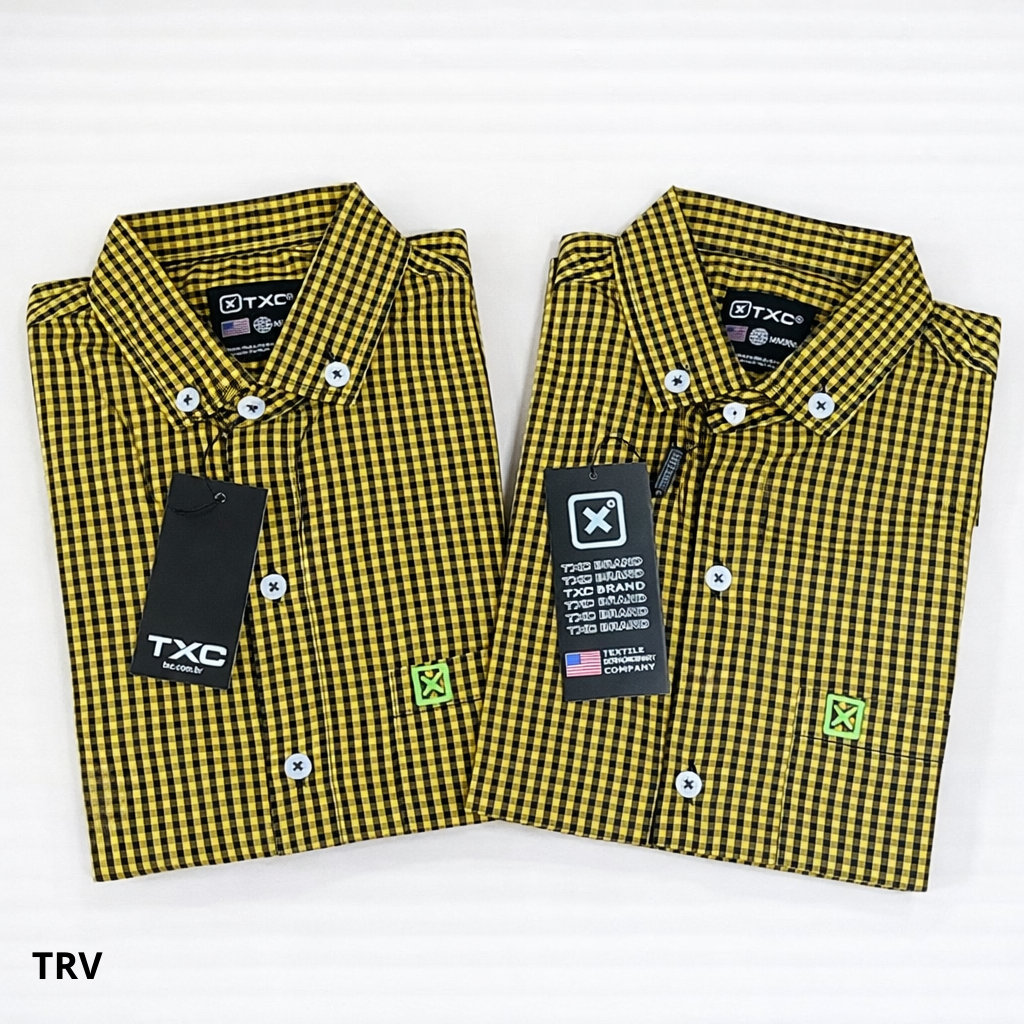 Camisa Country TXC Xadrez Amarelo e Preto
