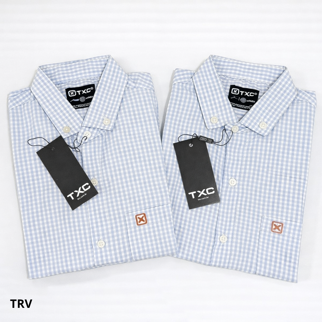 Camisa Country TXC Xadrez Azul Claro