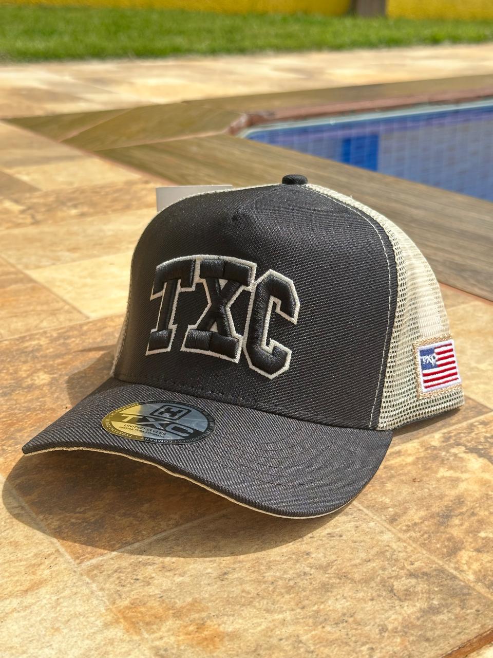 Boné Country TXC Preto com Tela Bege
